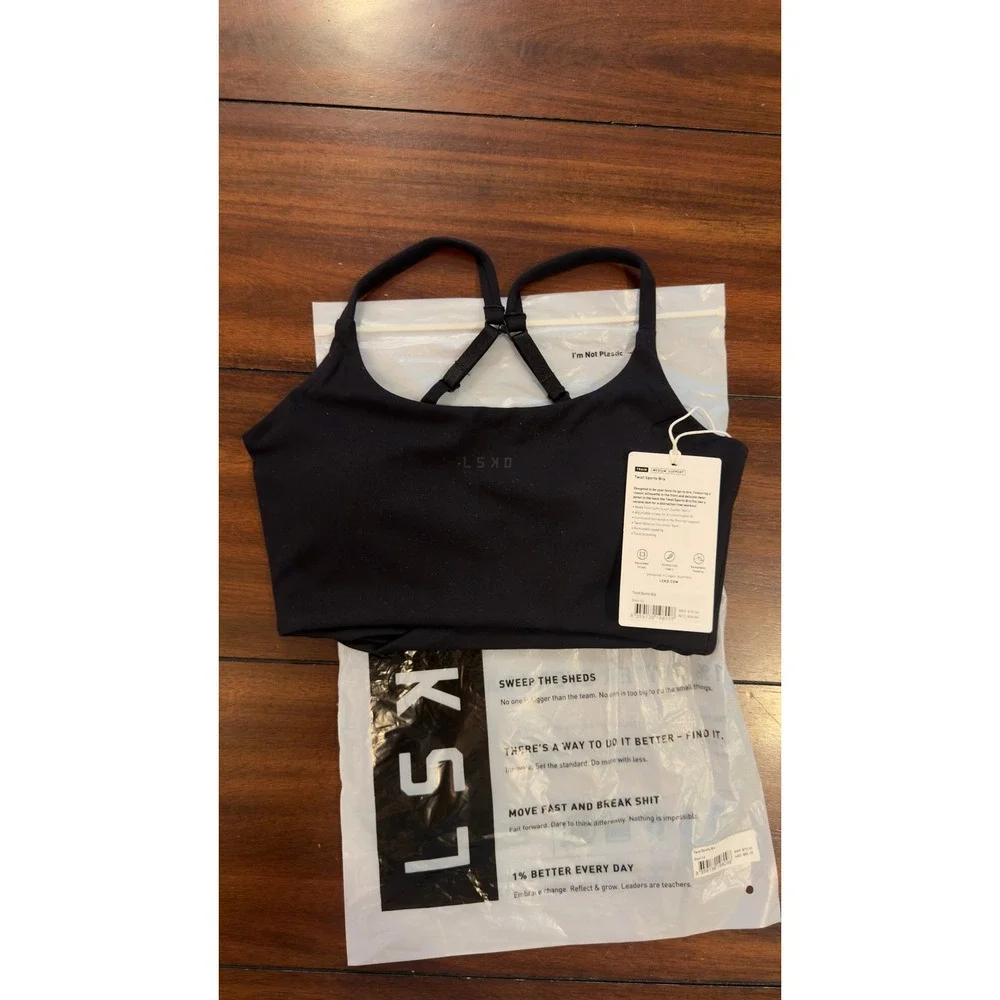 LSKD Twist Sports Bra Black Adjustable Straps Women's Size XS NWT NEW